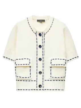 ZARA Cream Cardigan with Navy Accents Size Small